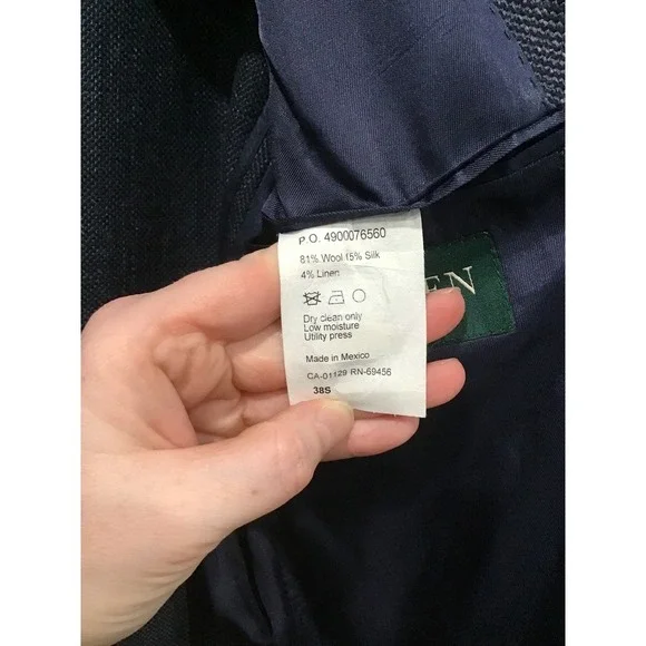 Lauren Ralph Lauren Men's Navy Textured Wool Silk Linen Blazer 38S Sport Coat - Picture 4 of 8